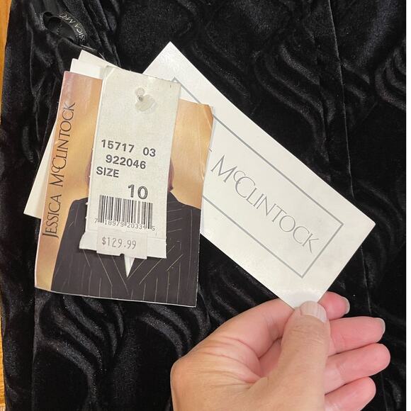 Jessica McClintock Size 10 Sleeveless Long Black Velvet Maxi Dress & Wrap NWT - Picture 9 of 10